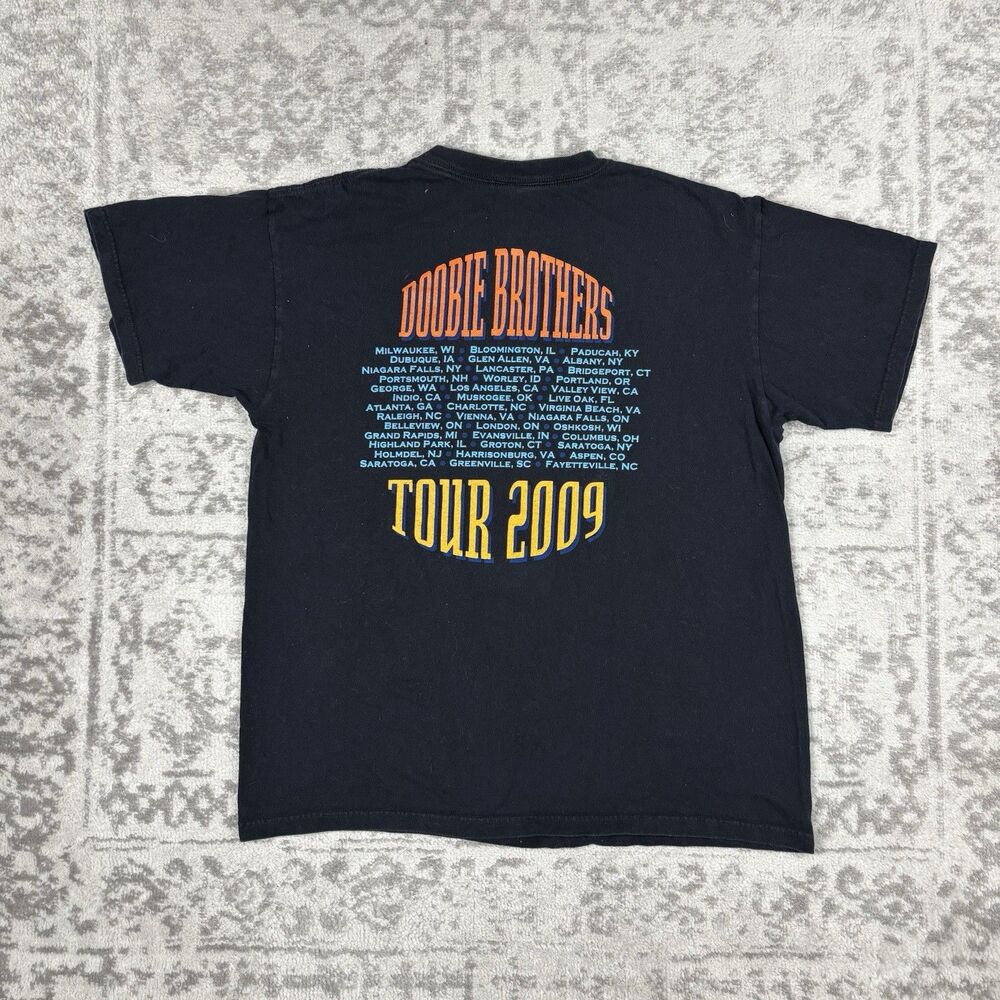 Doobie Brothers 2009 Concert Tour T Shirt Black Graphic Band Tee Y2K Size Large